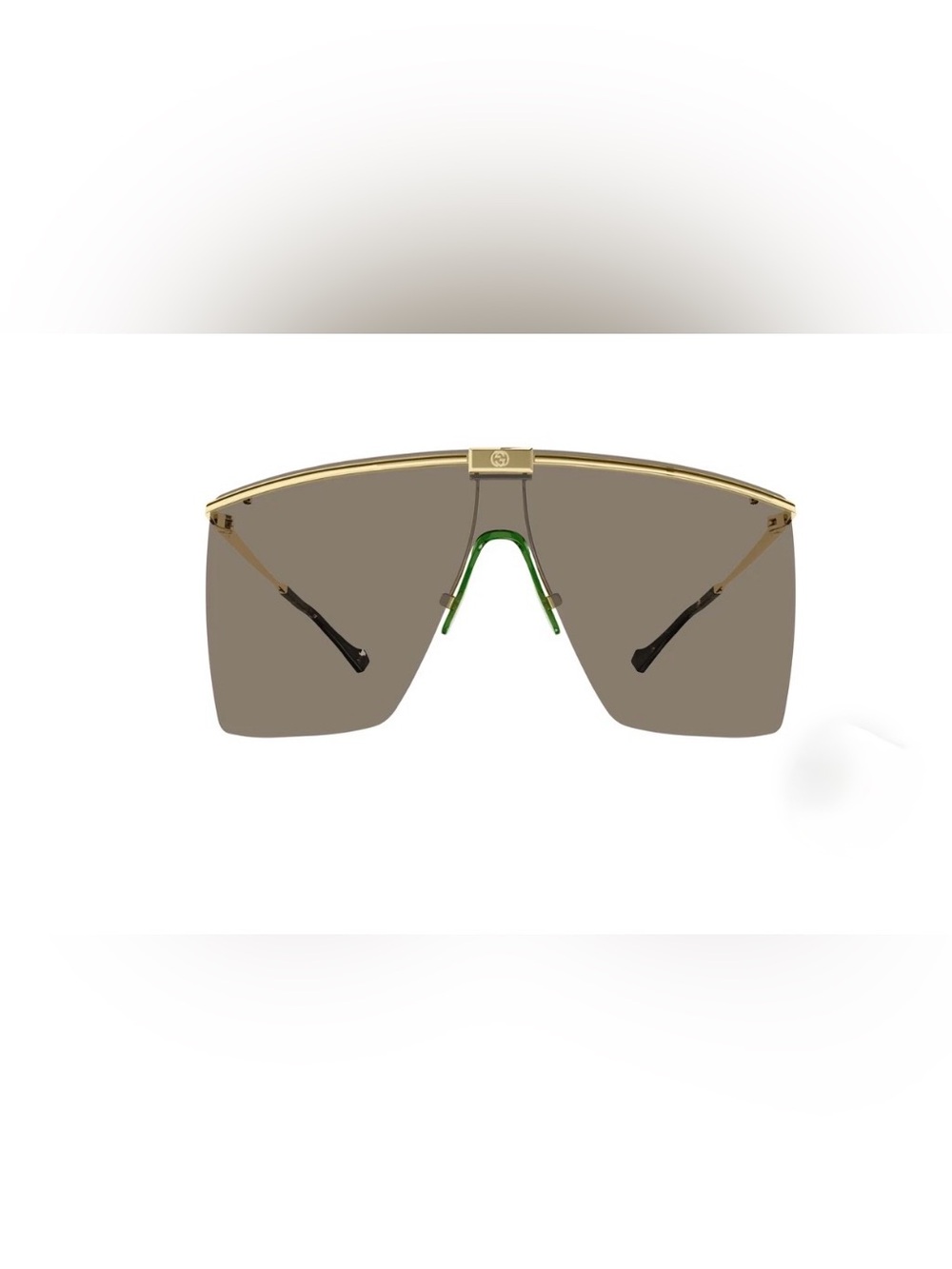 Gucci Novelty Square -Trim Shield Sunglasses with Brown Lenses